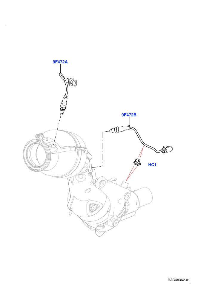 Exhaust Sensors And Modules (2.0L AJ200P Hi PHEV,2.0L I4 High DOHC AJ200 Petrol,EU2,EU6 Emissions,Proconve L6 Emissions,Stage V European Emissions)(Nitra Plant Build)((V)FROMK2000001)