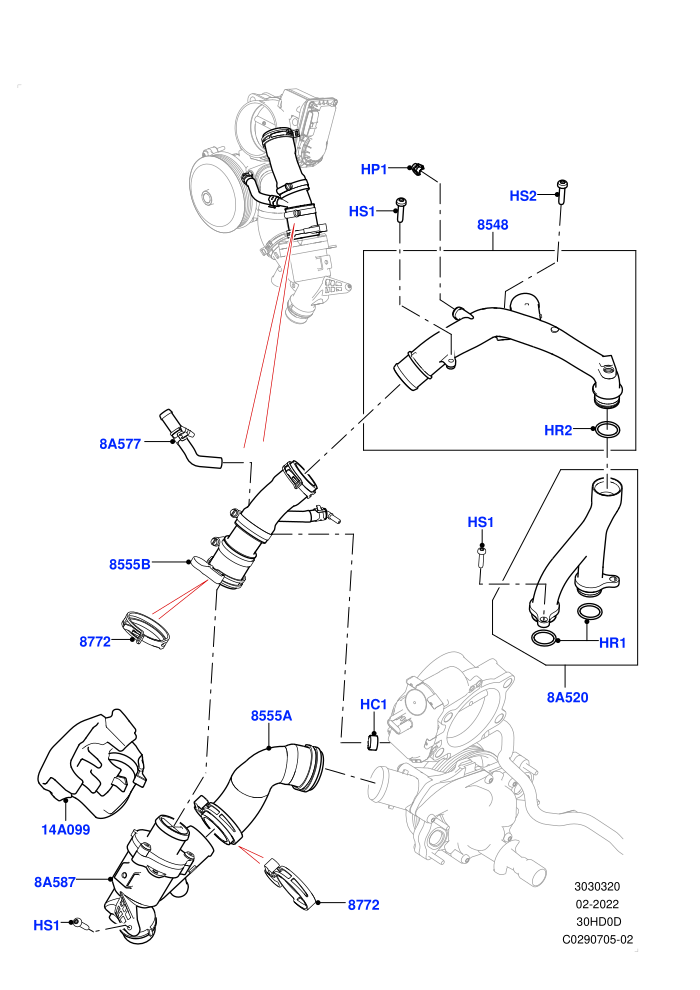 Thermostat/Housing & Related Parts (3.0L DOHC GDI SC V6 PETROL)(Nitra Plant Build)((V)FROMK2000001)