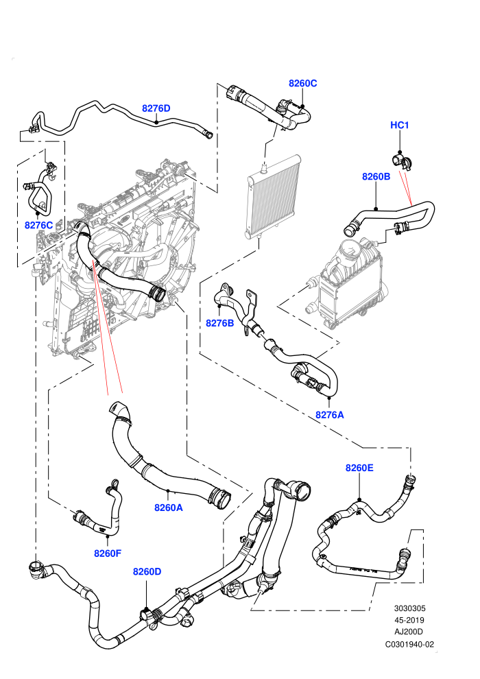 Cooling System Pipes And Hoses (2.0L I4 DSL HIGH DOHC AJ200,With Standard Engine Cooling System)(Nitra Plant Build)