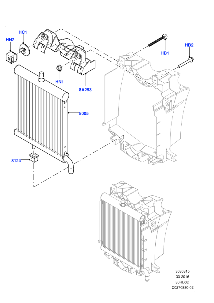 Radiator/Coolant Overflow Container (3.0L DOHC GDI SC V6 PETROL)(Auxiliary Unit,Solihull Plant Build)((V)FROMHA000001)