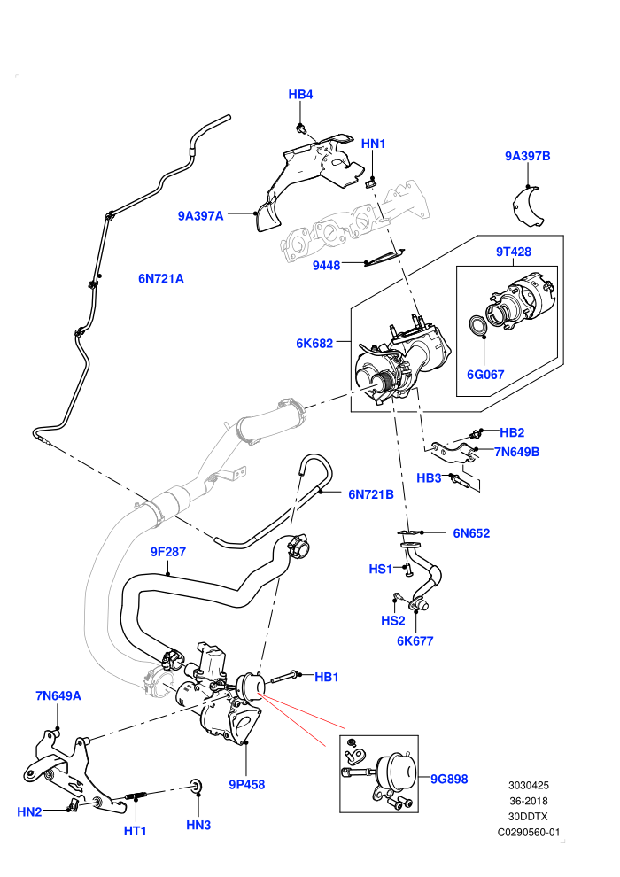 Turbocharger (3.0 V6 D Gen2 Twin Turbo)(Nitra Plant Build,RH Side - Secondary)((V)FROMK2000001)