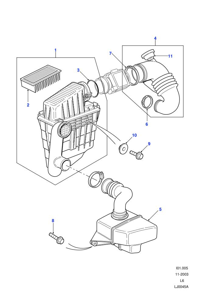 Air Cleaner & Related Parts (With Diesel Engines)