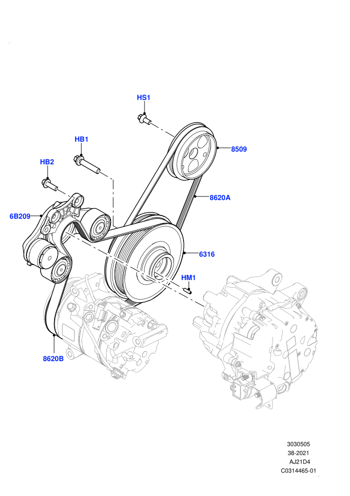 Pulleys And Drive Belts (2.0L AJ21D4 Diesel Mid,Itatiaia (Brazil))