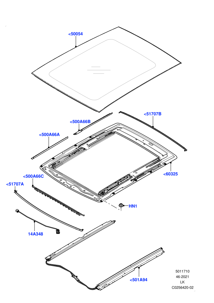 Sliding Roof Mechanism And Controls (With Roof Conversion-Panorama Roof)(Sunroof Frame)((V)FROMFA000001)