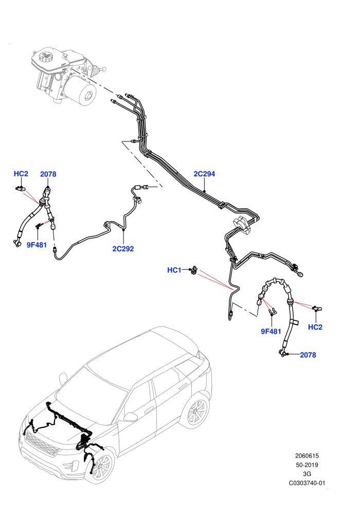Front Brake Pipes (Electric Engine Battery-PHEV,Halewood (UK),RHD)((V)FROMLH000001)