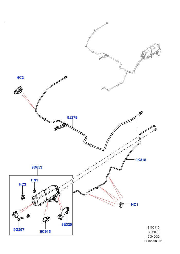 Fuel Lines (3.0L DOHC GDI SC V6 PETROL,Petrol Tank With Leak Detection)(Rear)((V)FROMKA553050)