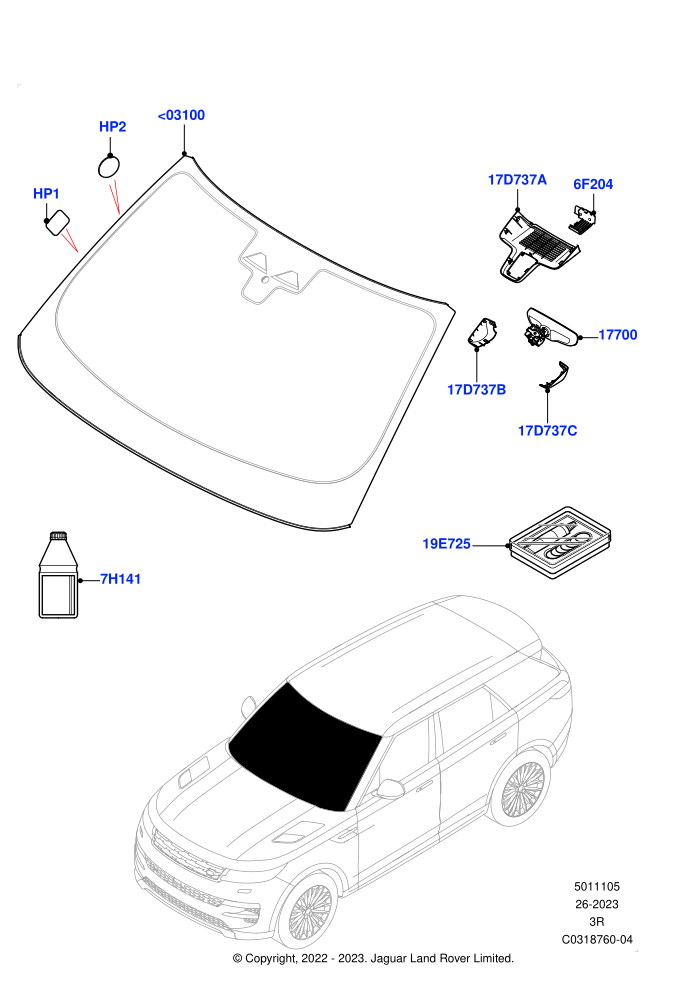 Windscreen/Inside Rear View Mirror