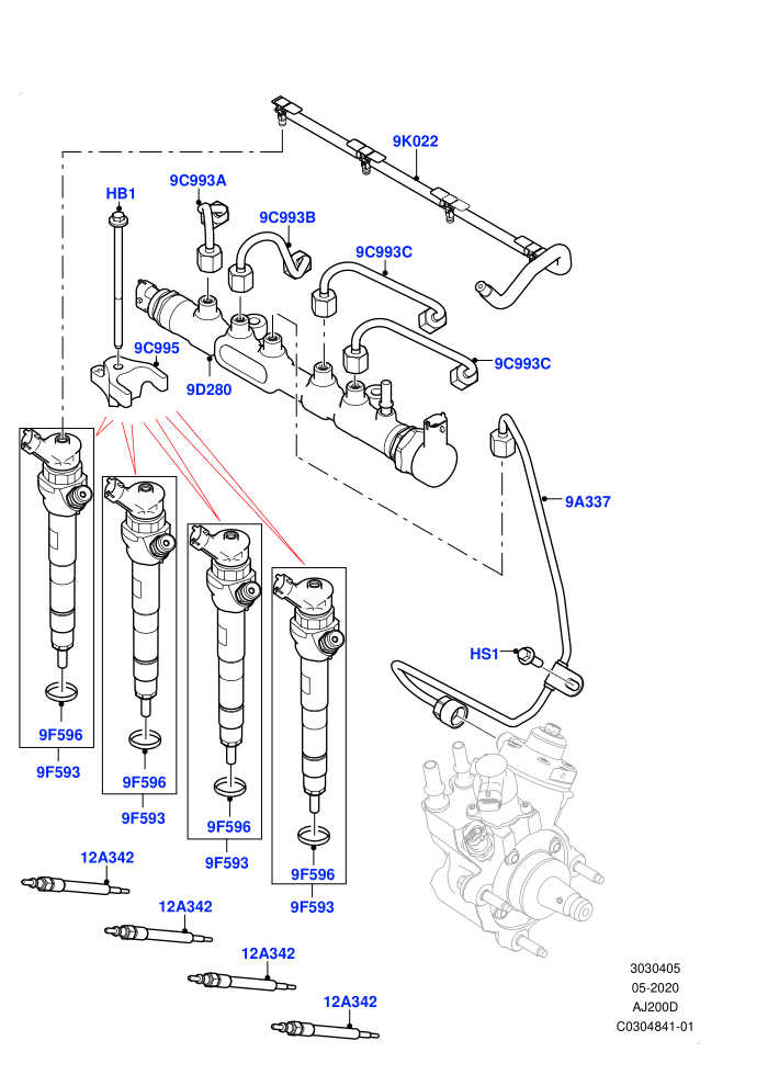 Fuel Injectors And Pipes (2.0L AJ20D4 Diesel Mid PTA,Itatiaia (Brazil))((V)FROMLT000001)