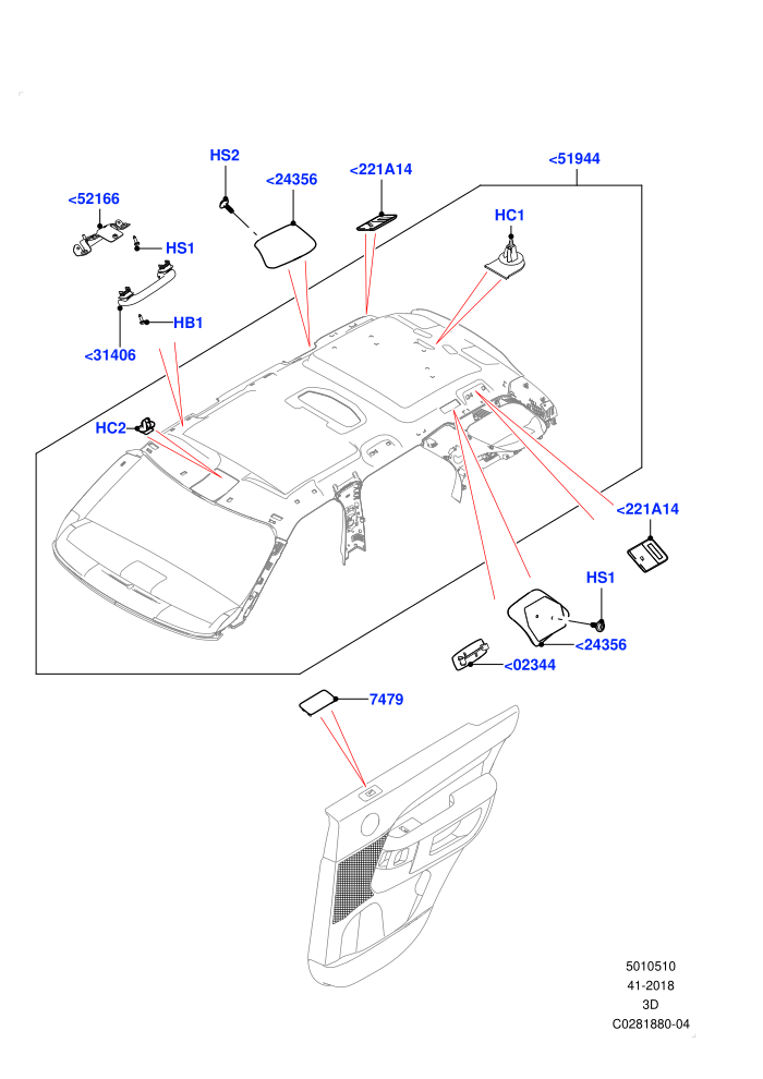 Headlining And Sun Visors (Version - Commercial,With 2 Seat Configuration)(Commercial,Solihull Plant Build)((V)FROMJA000001)