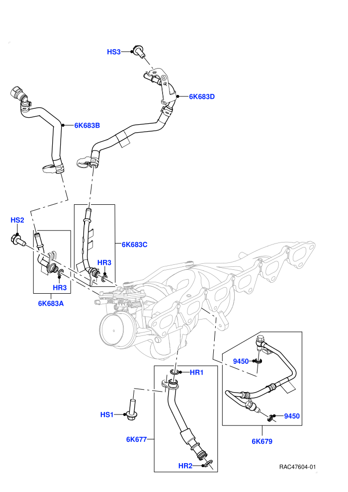 Turbocharger (3.0L AJ20P6 Petrol High)(Lubrication And Cooling,Nitra Plant Build)((V)FROML2000001)
