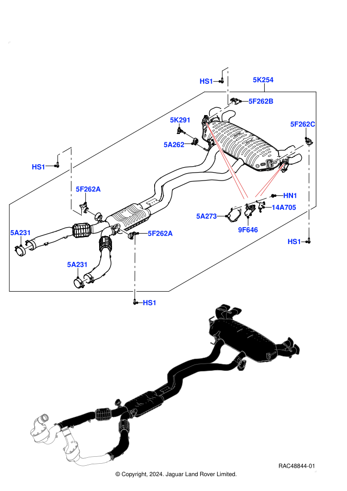 Rear Exhaust System (4.4L V8 Turbo Petrol(NC11))