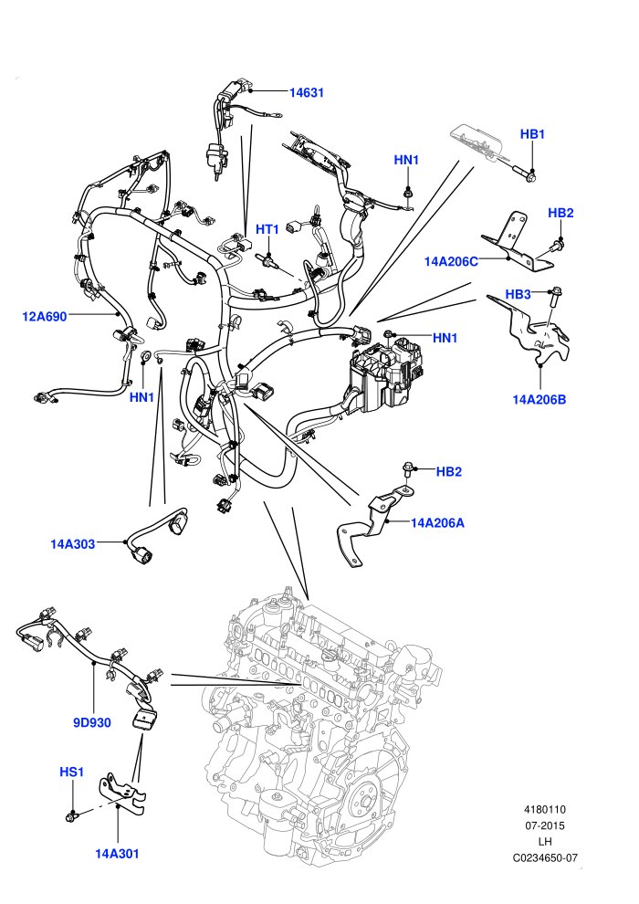 Electrical Wiring - Engine And Dash (2.0L 16V TIVCT T/C 240PS Petrol,2.0L 16V TIVCT T/C Gen2 Petrol,Halewood (UK))(Engine)