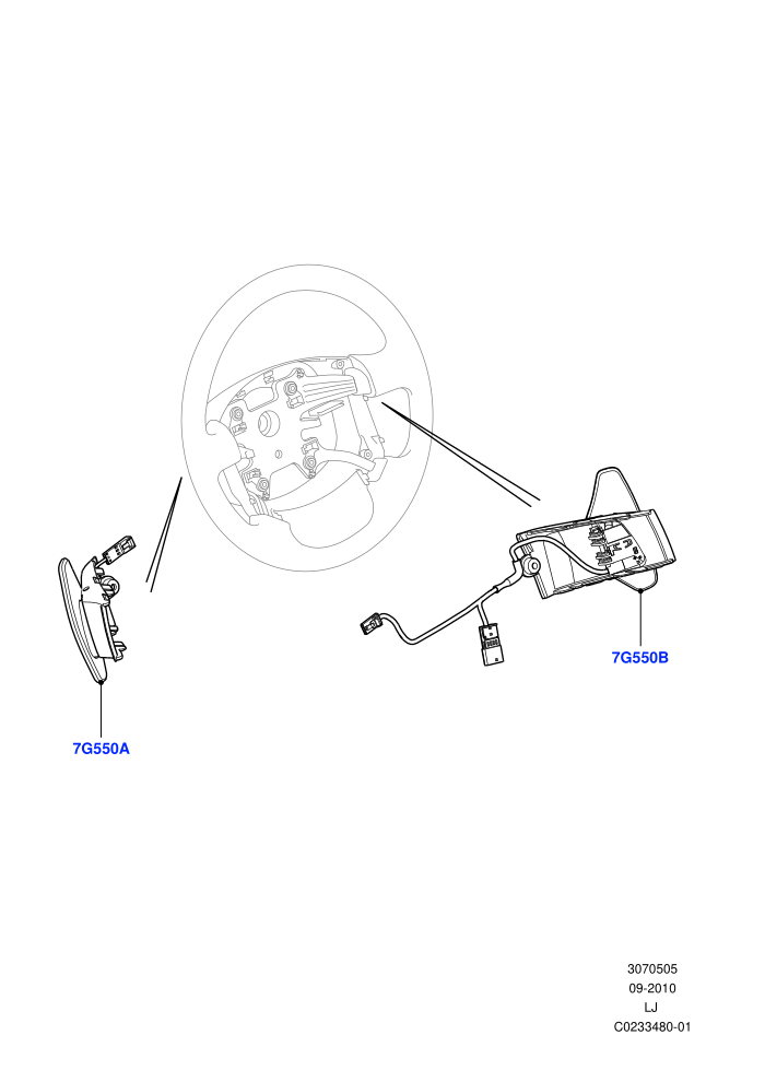 Gear Change-Automatic Transmission (5.0L OHC SGDI NA V8 Petrol - AJ133,5.0L OHC SGDI SC V8 Petrol - AJ133,6 Speed Auto Transmission ZF 6HP28)(Steering Wheel)((V)FROMBA000001)