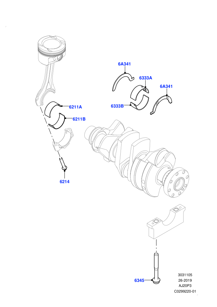 Crankshaft/Pistons And Bearings (1.5L AJ20P3 Petrol High,1.5L AJ20P3 Petrol High PHEV,Changsu (China))