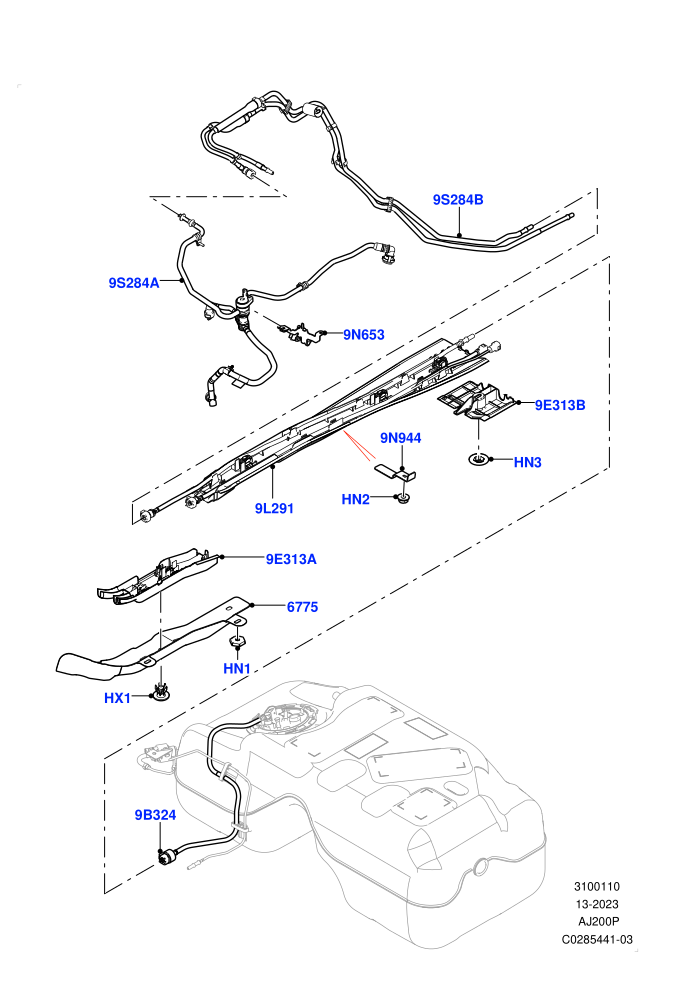 Fuel Lines (2.0L I4 Mid DOHC AJ200 Petrol,Itatiaia (Brazil))((V)FROMJT000001)