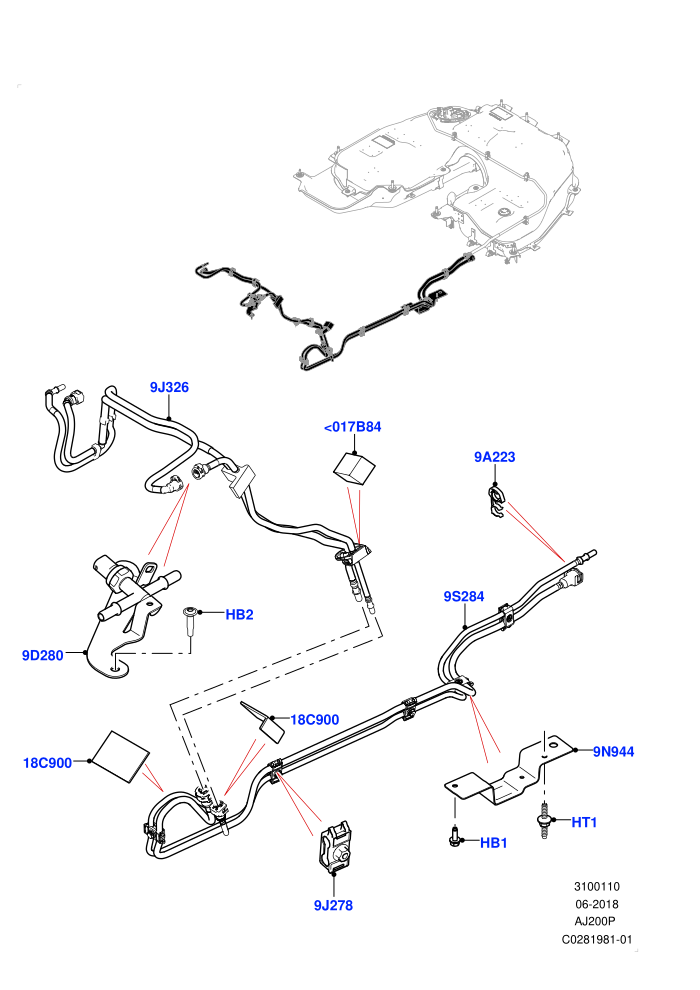 Fuel Lines (2.0L I4 High DOHC AJ200 Petrol)(Front,Solihull Plant Build)((V)FROMJA000001)