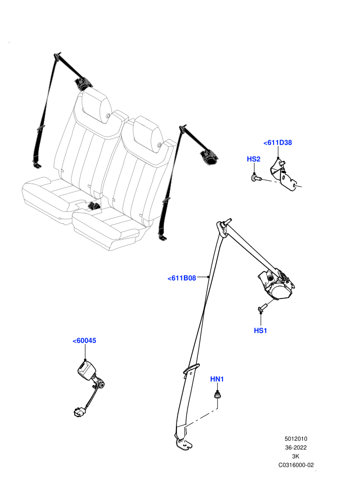 Rear Seat Belts (With Third Row Power Folding Seat)