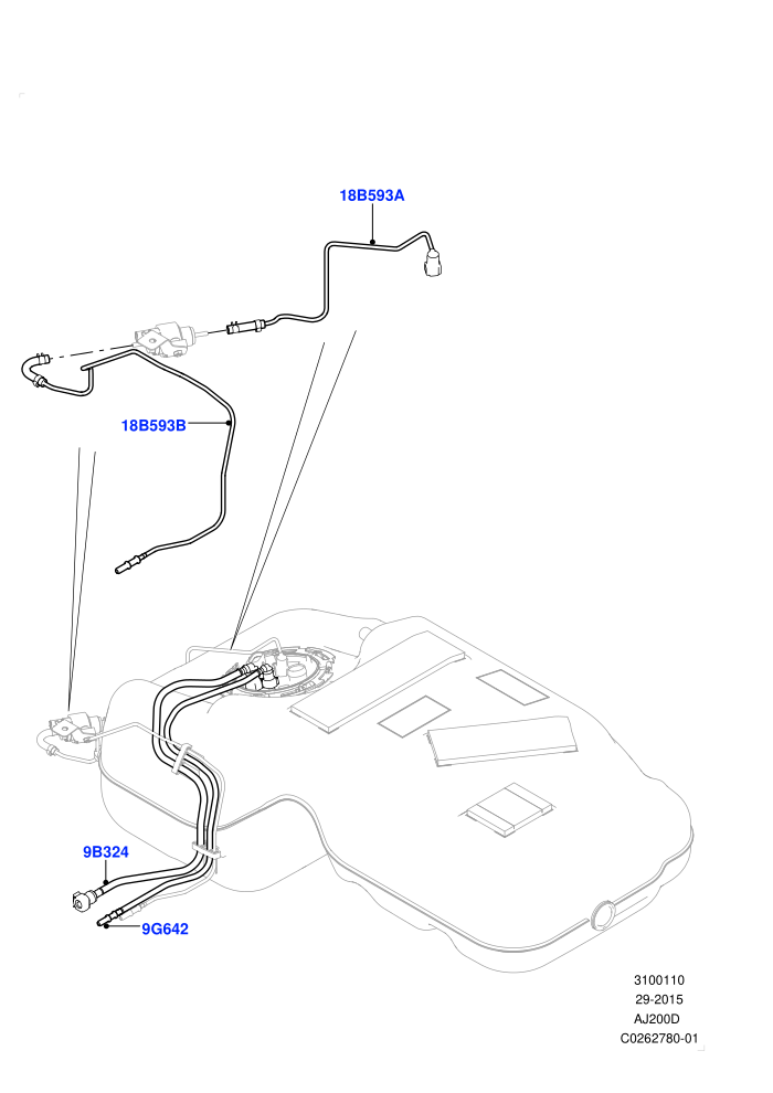 Fuel Lines (2.0L I4 DSL HIGH DOHC AJ200,2.0L I4 DSL MID DOHC AJ200)(Rear)((V)FROMGH000001)