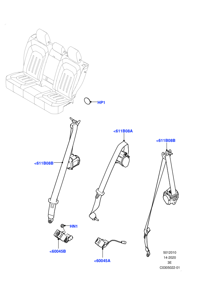 Rear Seat Belts (Rr Seat 40/20/40 Fixed Cushion)
