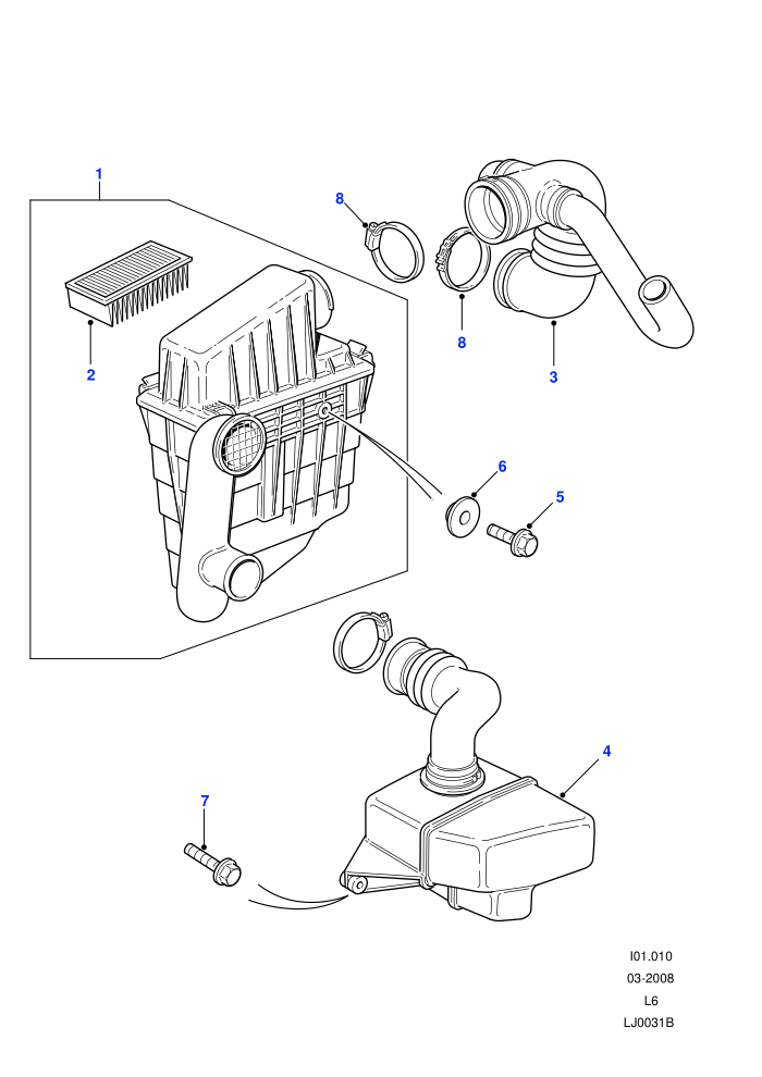 Air Cleaner & Related Parts (All 1.8 Petrol)