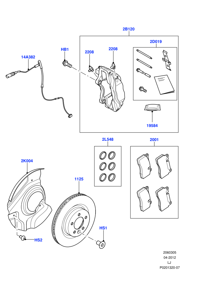 Front Brake Discs And Calipers (4.4L DOHC DITC V8 Diesel,5.0L OHC SGDI SC V8 Petrol - AJ133)((V)FROMAA000001)