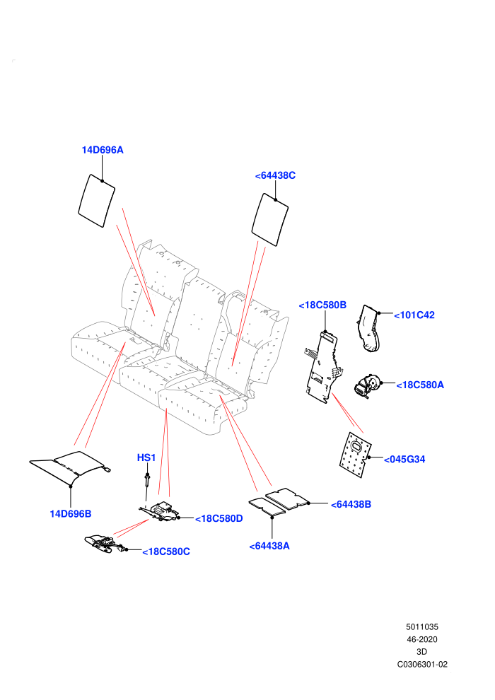Rear Seat Pads/Valances & Heating (60/40 Load Through With Slide,Version - Core,Version - R-Dynamic)(Heating,Nitra Plant Build)((V)FROMK2000001)
