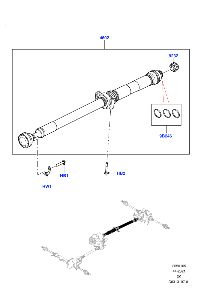 Drive Shaft - Rear Axle Drive (3.0L AJ20D6 Diesel High,3.0L AJ20P6 Petrol High,4.4 V8 Turbo Petrol (NC10),4.4L V8 Turbo Petrol(NC11))(Propshaft)