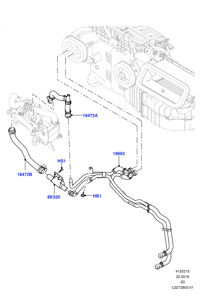 Heater Hoses (2.0L I4 DSL HIGH DOHC AJ200,2.0L I4 DSL MID DOHC AJ200,Less Park Heating,With Front Comfort Air Con (IHKA),With Fuel Fired Heater,With Manual Air Conditioning)(Solihull Plant Build)((V)TOHA999999 (V)FROMHA000001)