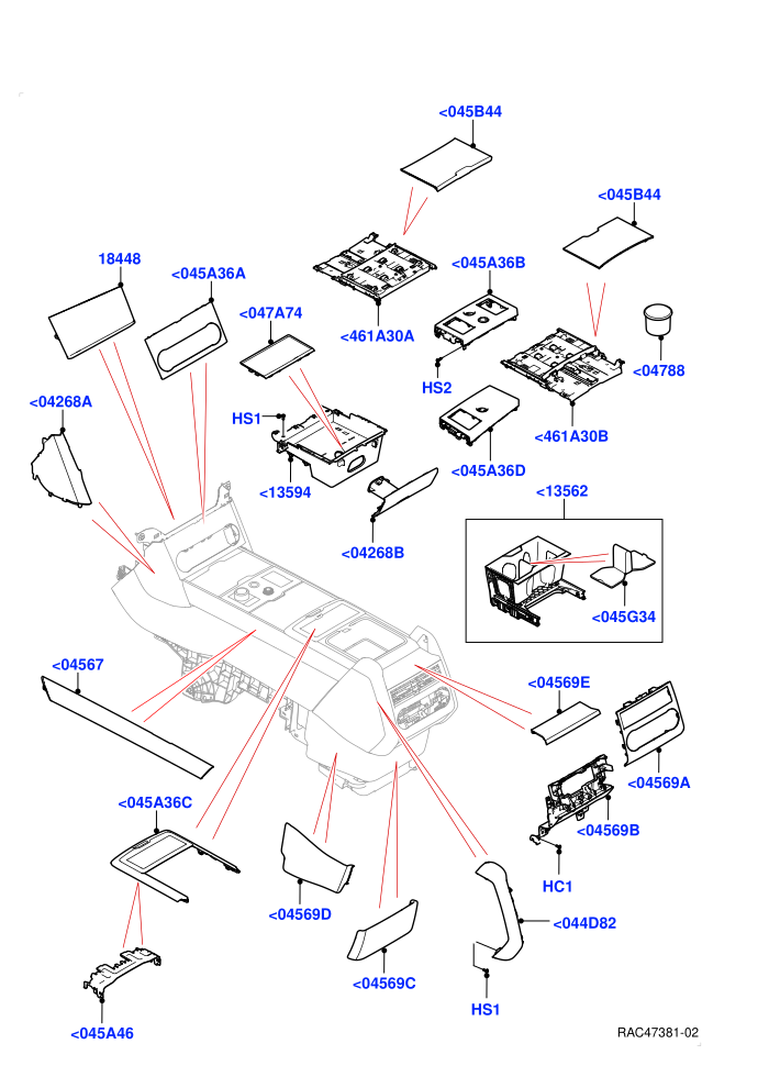 Console - Floor (Long Wheelbase,With Third Row Power Folding Seat)(External Components)