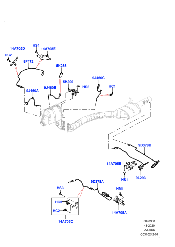 Exhaust Sensors And Modules (3.0L AJ20D6 Diesel High,EU6D - Final (Diesel) Emission,EU6E EA Emission,J-WLTP Emission,L7 Emission - Brazil,ULEV 125 Emission)(Nitra Plant Build)((V)FROMM2000001)