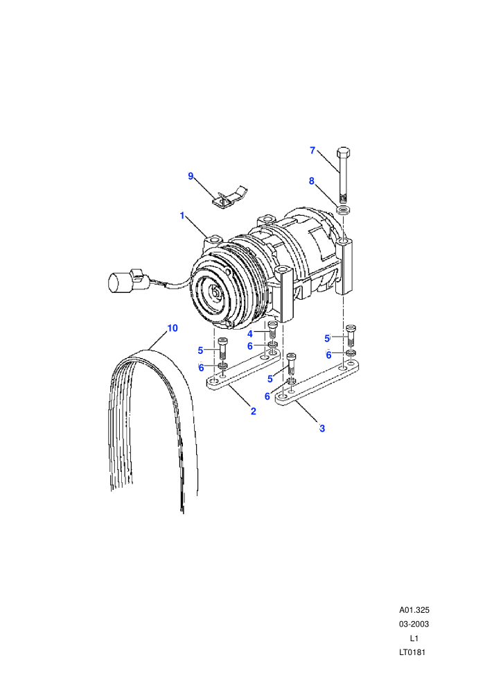 Air Conditioning - Compressor (Australia,Td5 2.5L I5)((V)TO2A999999 (V)FROMXA159808)