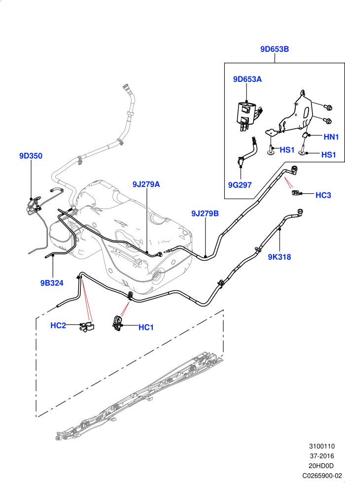 Fuel Lines ((-)CDN/MEX/USA,2 Door Convertible,2.0L 16V TIVCT T/C 240PS Petrol,2.0L 16V TIVCT T/C Gen2 Petrol,Halewood (UK))(Rear)((V)FROMGH000001)