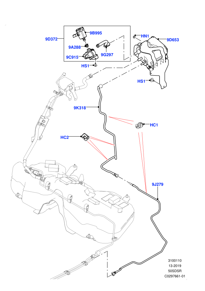 Fuel Lines (5.0 Litre supercharged enhanced,Pet Tank With Leak Det - Lrg Filter,Petrol Tank With Leak Detection)((V)FROMKA000001)