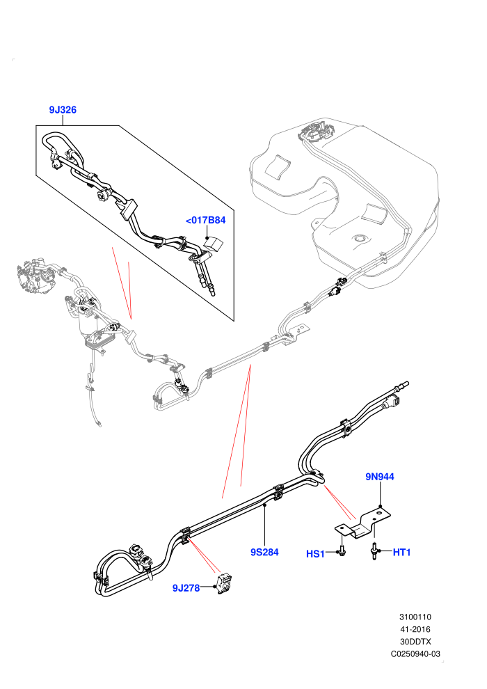 Fuel Lines (3.0 V6 D Gen2 Mono Turbo,3.0 V6 D Gen2 Twin Turbo,3.0 V6 D Low MT ROW,3.0 V6 Diesel Electric Hybrid Eng)(Rear)((V)FROMFA000001)