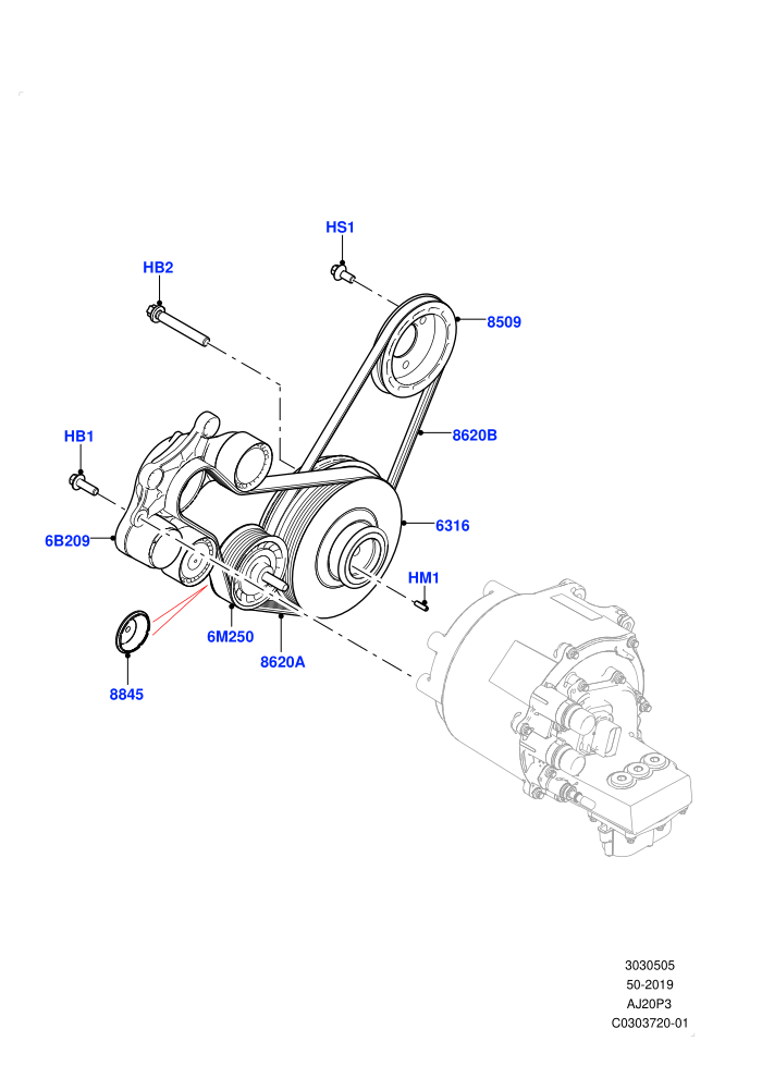 Pulleys And Drive Belts (1.5L AJ20P3 Petrol High PHEV,Halewood (UK))((V)FROMLH000001)