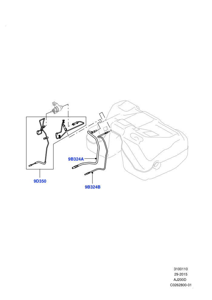 Fuel Lines (2.0L I4 DSL HIGH DOHC AJ200,2.0L I4 DSL MID DOHC AJ200,Halewood (UK))(Rear)((V)FROMGH000001)