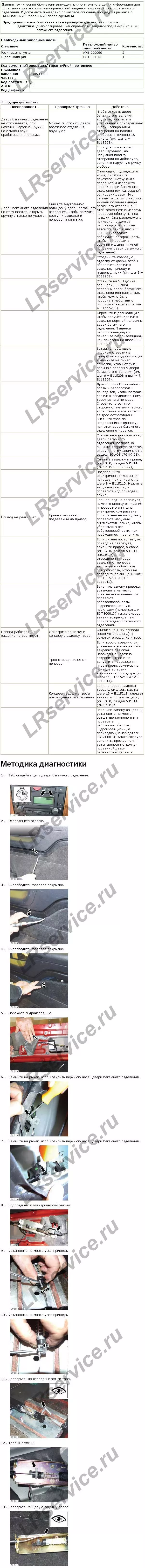 Discovery 3. Неисправность защелки подъемной двери багажного отделения